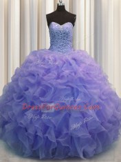 Super Floor Length Blue Sweet 16 Dresses Sweetheart Sleeveless Lace Up