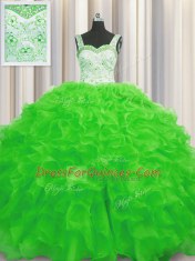 Traditional Floor Length Lace Up Sweet 16 Dresses for Military Ball and Sweet 16 and Quinceanera with Beading and Ruffles