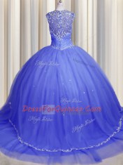 Edgy Zipper Up Cap Sleeves Brush Train Zipper With Train Beading and Appliques Sweet 16 Quinceanera Dress