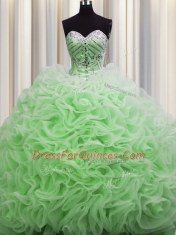 Rolling Flowers Brush Train Vestidos de Quinceanera Military Ball and Sweet 16 and Quinceanera and For with Beading and Pick Ups Sweetheart Sleeveless Lace Up