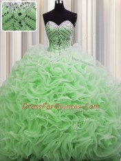 Rolling Flowers Brush Train Vestidos de Quinceanera Military Ball and Sweet 16 and Quinceanera and For with Beading and Pick Ups Sweetheart Sleeveless Lace Up