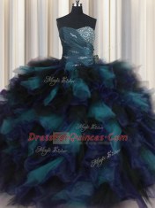 Excellent Sleeveless Beading and Ruffles Lace Up Sweet 16 Quinceanera Dress