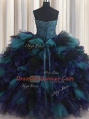 Excellent Sleeveless Beading and Ruffles Lace Up Sweet 16 Quinceanera Dress