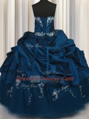 High Class Teal Sleeveless Beading and Appliques and Embroidery and Pick Ups Floor Length Sweet 16 Dresses