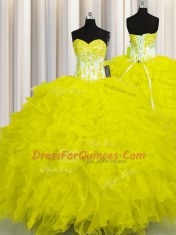 Modest Sleeveless Lace Up Floor Length Appliques and Ruffles 15 Quinceanera Dress