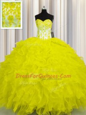 Modest Sleeveless Lace Up Floor Length Appliques and Ruffles 15 Quinceanera Dress