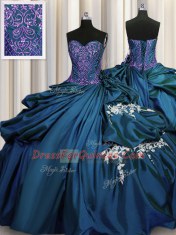 Cheap Teal Sweet 16 Dress Military Ball and Sweet 16 and Quinceanera and For with Beading and Appliques Sweetheart Sleeveless Lace Up