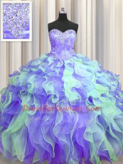 Floor Length Multi-color Vestidos de Quinceanera Sweetheart Sleeveless Lace Up
