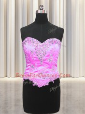 Luxury Three Piece Multi-color Ball Gowns Beading and Ruffles Quinceanera Dress Lace Up Organza Sleeveless