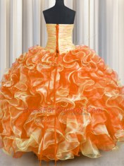 Smart Organza Sleeveless Floor Length 15th Birthday Dress and Beading and Ruffles