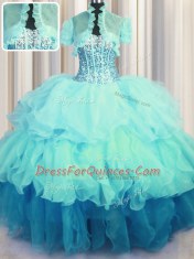 Visible Boning Bling-bling Multi-color Sweetheart Lace Up Beading and Ruffled Layers Sweet 16 Dresses Sleeveless