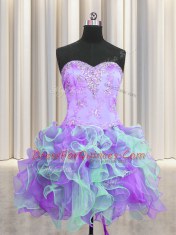 Luxury Three Piece Floor Length Lace Up Sweet 16 Quinceanera Dress Multi-color for Military Ball and Sweet 16 and Quinceanera with Beading and Appliques