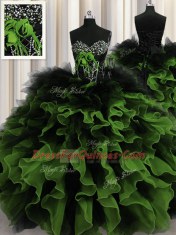 Wonderful Multi-color Sleeveless Organza and Tulle Lace Up Quinceanera Gowns for Military Ball and Sweet 16 and Quinceanera