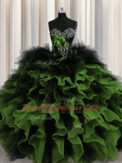 Wonderful Multi-color Sleeveless Organza and Tulle Lace Up Quinceanera Gowns for Military Ball and Sweet 16 and Quinceanera