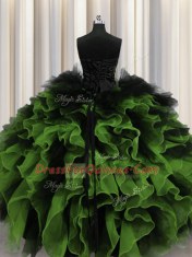 Wonderful Multi-color Sleeveless Organza and Tulle Lace Up Quinceanera Gowns for Military Ball and Sweet 16 and Quinceanera