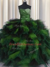 Delicate Multi-color Sweetheart Lace Up Beading and Ruffles Sweet 16 Dresses Sleeveless