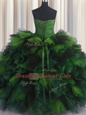 Delicate Multi-color Sweetheart Lace Up Beading and Ruffles Sweet 16 Dresses Sleeveless