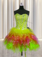 High End Three Piece Visible Boning Sleeveless Beading Lace Up 15 Quinceanera Dress