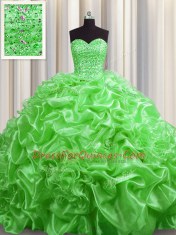 Attractive Beading and Pick Ups 15 Quinceanera Dress Lace Up Sleeveless With Train Court Train