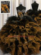 Cheap Multi-color Sleeveless Beading and Ruffles Floor Length Sweet 16 Quinceanera Dress