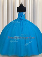 Really Puffy Floor Length Ball Gowns Sleeveless Teal 15 Quinceanera Dress Lace Up