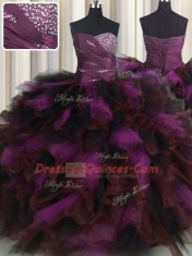 Multi-color Sweetheart Neckline Beading and Ruffles and Ruffled Layers Quinceanera Dress Sleeveless Lace Up