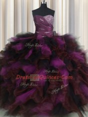 Multi-color Sweetheart Neckline Beading and Ruffles and Ruffled Layers Quinceanera Dress Sleeveless Lace Up