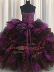 Multi-color Sweetheart Neckline Beading and Ruffles and Ruffled Layers Quinceanera Dress Sleeveless Lace Up