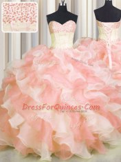 New Arrival Visible Boning Two Tone Floor Length Ball Gowns Sleeveless Multi-color Quince Ball Gowns Lace Up