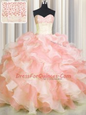 New Arrival Visible Boning Two Tone Floor Length Ball Gowns Sleeveless Multi-color Quince Ball Gowns Lace Up