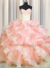 New Arrival Visible Boning Two Tone Floor Length Ball Gowns Sleeveless Multi-color Quince Ball Gowns Lace Up