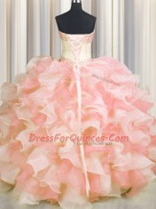 New Arrival Visible Boning Two Tone Floor Length Ball Gowns Sleeveless Multi-color Quince Ball Gowns Lace Up