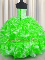 Decent Floor Length Quinceanera Dresses Organza Sleeveless Beading and Ruffles