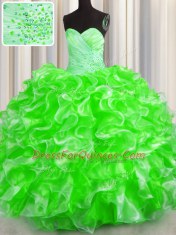 Decent Floor Length Quinceanera Dresses Organza Sleeveless Beading and Ruffles