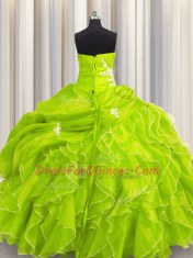 Enchanting Lace Up Sweetheart Beading and Appliques and Ruffles Quinceanera Dresses Organza Sleeveless