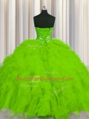 Visible Boning Floor Length Ball Gowns Sleeveless Sweet 16 Dress Lace Up