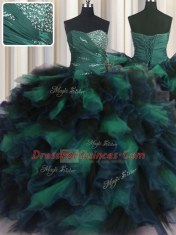 Ball Gowns Quince Ball Gowns Multi-color Sweetheart Organza and Tulle Sleeveless Floor Length Lace Up