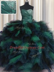 Ball Gowns Quince Ball Gowns Multi-color Sweetheart Organza and Tulle Sleeveless Floor Length Lace Up