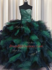 Ball Gowns Quince Ball Gowns Multi-color Sweetheart Organza and Tulle Sleeveless Floor Length Lace Up