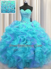 Ball Gowns Quinceanera Gowns Multi-color Sweetheart Organza Sleeveless Floor Length Lace Up