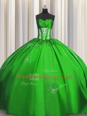 Short Sleeves Floor Length Beading and Appliques and Ruching Lace Up Quinceanera Gown with