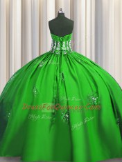 Short Sleeves Floor Length Beading and Appliques and Ruching Lace Up Quinceanera Gown with