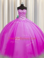 Really Puffy Sleeveless Beading Lace Up Vestidos de Quinceanera