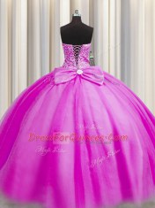 Really Puffy Sleeveless Beading Lace Up Vestidos de Quinceanera