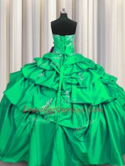 Fantastic Turquoise Strapless Neckline Appliques and Pick Ups 15th Birthday Dress Sleeveless Lace Up