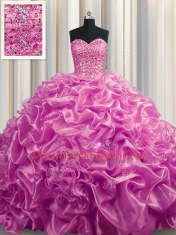 Sleeveless Court Train Lace Up With Train Beading and Pick Ups Sweet 16 Dress