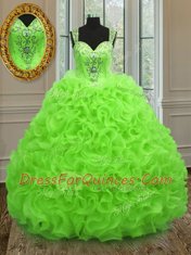 Floor Length Vestidos de Quinceanera Organza Sleeveless Beading and Ruffles