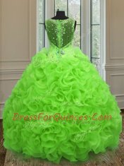 Floor Length Vestidos de Quinceanera Organza Sleeveless Beading and Ruffles