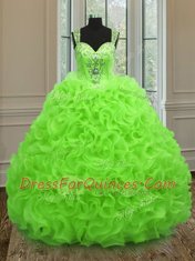 Floor Length Vestidos de Quinceanera Organza Sleeveless Beading and Ruffles