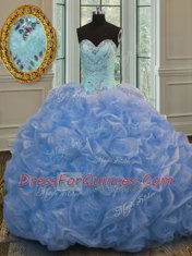 Sweetheart Sleeveless Organza Vestidos de Quinceanera Beading Lace Up